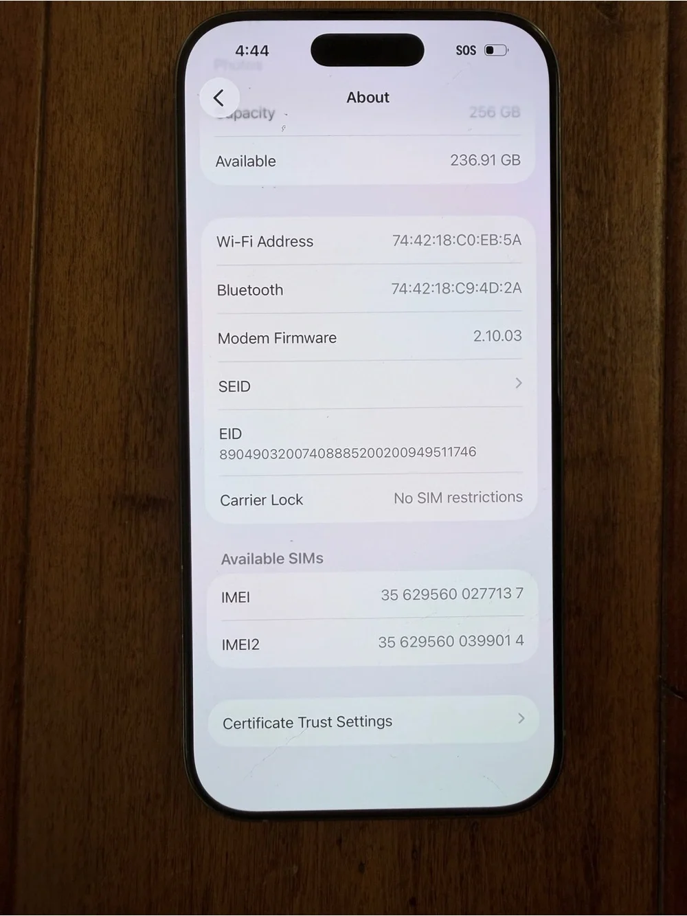 Apple iPhone 16 Pro 256 GB Unlocked, Natural Titanium